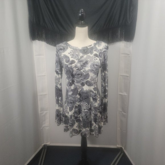 Micheal Lauren size S white dress with grey and black floral pattern - Picture 1 of 3